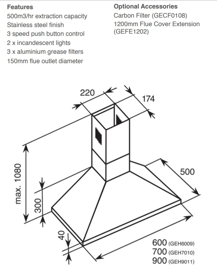 geh9011 rangehood