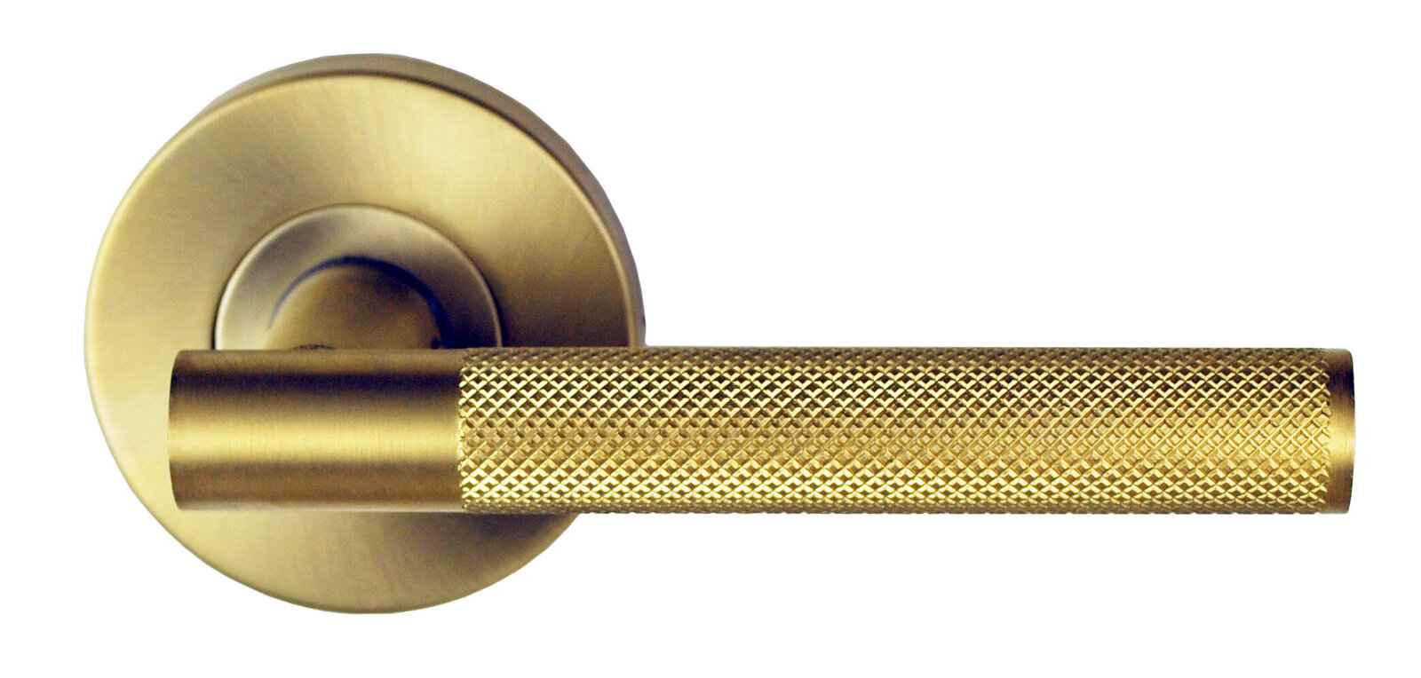 Nidus Domici Knurled Door Handle Passage Satin Brass
