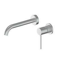 Greens Textura Wall Fixed Spout Basin Mixer Brushed Stainless