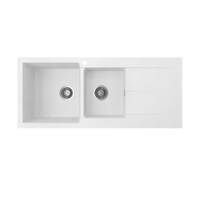 Seima Oros 1160mm Arqstone Sink 1.75 Bowls Left Drainer Single Taphole White