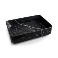 Seima Kreos Lithos 500mm Nero Marquina Marble Rectangular Basin Black