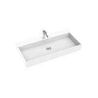 Seima Tavi 805mm White Matte Single Taphole Rectangular Counter Basin