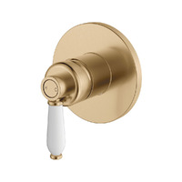Fienza Eleanor Wall Mixer - Urban Brass with White Ceramic Handle