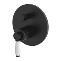 Fienza Eleanor Diverter Wall Mixer - Matte Black with White Ceramic Handle