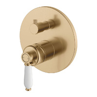 Fienza Eleanor Diverter Wall Mixer Urban Brass with White Ceramic Handle