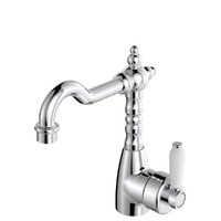 Fienza Eleanor Shepherds Crook Basin Mixr Chrome with White Ceramic Handle