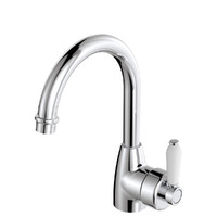 Fienza Eleanor Gooseneck Basin Mixer Chrome with White Ceramic Handle