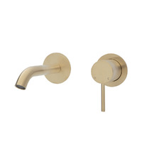 Fienza  Kaya Wall Basin/Bath Mixer Set 160MM Outlet - Urban Brass