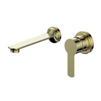 Greens Astro II Fixed Spout Wall Basin Mixer Set Brushed Brass