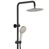 Fienza Kaya Twin Shower and Rail - Matte Black with Brushed Nickel Shower Heads