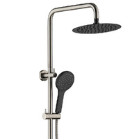Fienza Kaya Twin Shower and Rail - Brushed Nickel with Matte Black Heads
