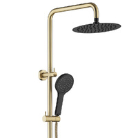 Fienza Kaya Twin Shower and Rail - Urban Brass with Matte Black Shower Heads