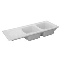 Lusitano 120x50 Inset Fireclay Double Bowl Kitchen Sink 1TH RH Drainer