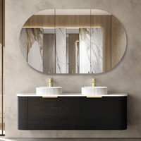 Otti Bondi Black Oak 1500mm Curve Wall Hung Vanity