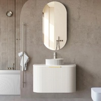 Otti BO750W Bondi 750mm Satin White Fluted Curve Wall Hung Vanity