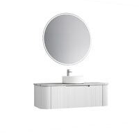Aulic Petra Wall Hung 1200mm Vanity Curved Matte White Finger Pull Cabinet