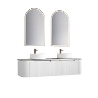 Aulic Petra Wall Hung 1500mm Vanity Curved Matte White Finger Pull Cabinet