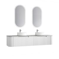 Aulic Petra Wall Hung 1800mm Vanity Curved Matte White Finger Pull Cabinet