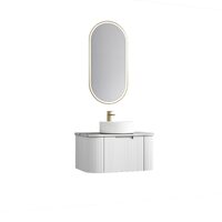 Aulic Petra Wall Hung 750mm Vanity Curved Matte White Finger Pull Cabinet