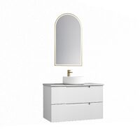 Aulic Verona 900mm Wall Hung Vanity V Groove Matte White Finger Pull Cabinet
