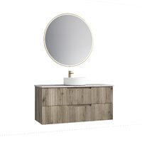 Aulic Tuscana 1200mm Wall Hung Vanity Wave Groove Finger Pull Cabinet Matt White