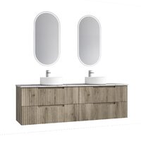 Aulic Tuscana 1800mm Wall Hung Vanity Wave Groove Finger Pull Cabinet Matt White