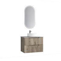 Aulic Tuscana 750mm Wall Hung Vanity Wave Groove Finger Pull Cabinet Matte White