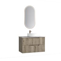 Aulic Tuscana 900mm Wall Hung Vanity Wave Groove Finger Pull Cabinet Matte White