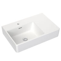 CLARK Square Wall Hung Right Hand Shelf Basin 600-1 Tap Hole
