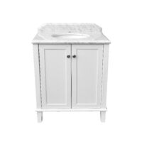 Coventry 75x55 White Vanity With Real Marble Top & Under Counter Basin 1TH