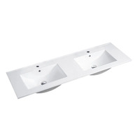 Otti CT124D Slimline Ceramic Basin Double Bowl White Top