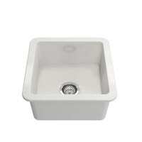 Cuisine 46x46 Inset Undermount Fine Fireclay Sink With Overflow White Gloss