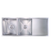 Builders 1150 mm Stainless Steel Under or Top Mount Double Bowl & Drainer Sink