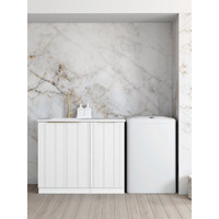 Otti Bondi 1060mm White Base Laundry Cabinet With Sink/Natural Carrara Marble Top