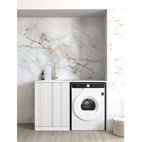 Otti Bondi 1300mm White Base Laundry Cabinet W/ Sink/Natural Carrara Marble Top