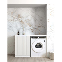Otti Bondi 1300mm White Base Laundry Cabinet Set With Sink And Stone Top