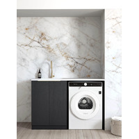Otti Byron 1300mm Black Base Laundry Cabinet With Sink/Natural Carrara Marble Top