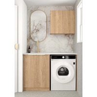 Otti Byron 1305A Laundry Kit Natural Oak With Sink And Natural Carrara Marble Top