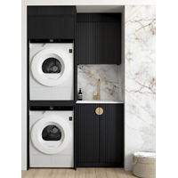 Otti Marlo 1305C Laundry Kit Black With Sink And Natural Carrara Marble Top