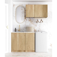 Otti Byron 1715A Laundry Kit Natural Oak With Sink And Natural Carrara Marble Top