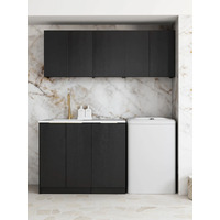 Otti Byron 1715B Laundry Kit Black Oak With Sink And Natural Carrara Marble Top