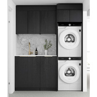 Otti Byron 1715C Laundry Kit Black Oak With Sink And Natural Carrara Marble Top