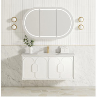 Otti Laguna 1200mm Matte White Vanity With Under Mount Natural Carrara Marble Top