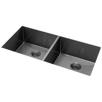 Meir 860x440mm Double Bowl Kitchen Sink - Gunmetal Black