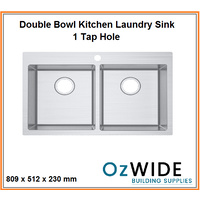 800mm Double Bowl Sink Top Mount