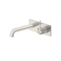 Mecca Wall Basin Mixer Handle Up 160mm Spout Brushed Nickel
