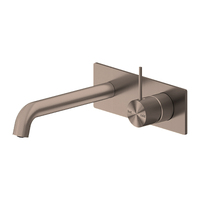 Mecca Wall Basin Mixer Handle Up 185mm Spout Brushed Bronze