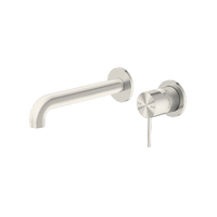 Mecca Wall Basin Mixer & Spout with separate back plate 185mm Brushed Nickel