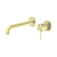 Mecca Wall Basin Mixer & Spout with separate back plate 230mm Brushed Gold