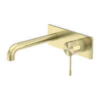 Opal Wall Basin/Bath Mixer with Separate Plate Brushed Gold